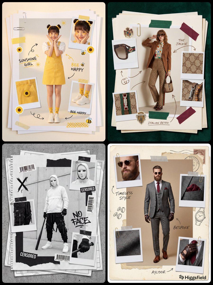 Fashion Scrapbook Page Layout Prompt Template — Nano Banana Pro image prompt example