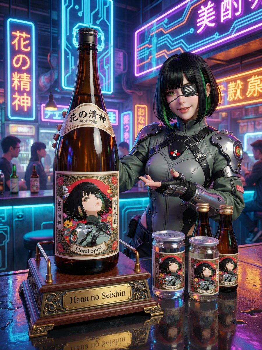 Fictional Sake Brand Bottle Design — Nano Banana Pro image prompt example