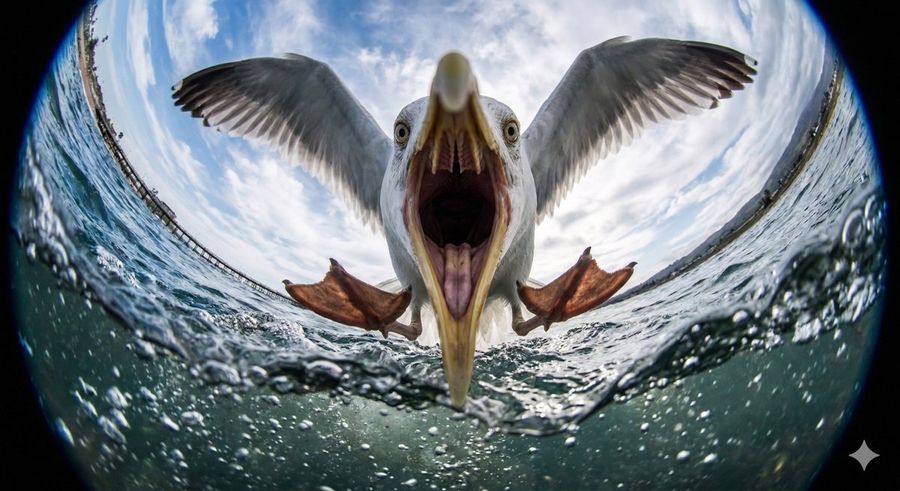 Fisheye Perspective Of A Fish — Nano Banana Pro image prompt example