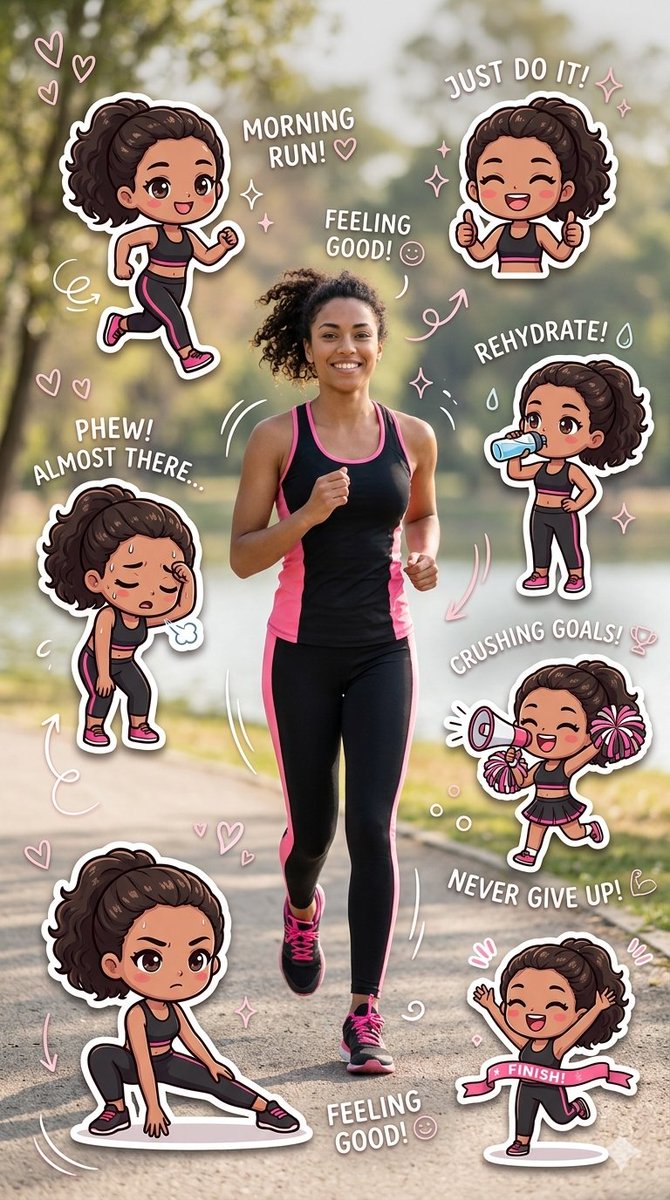 Fitness Sticker Collage Art — Nano Banana Pro image prompt example