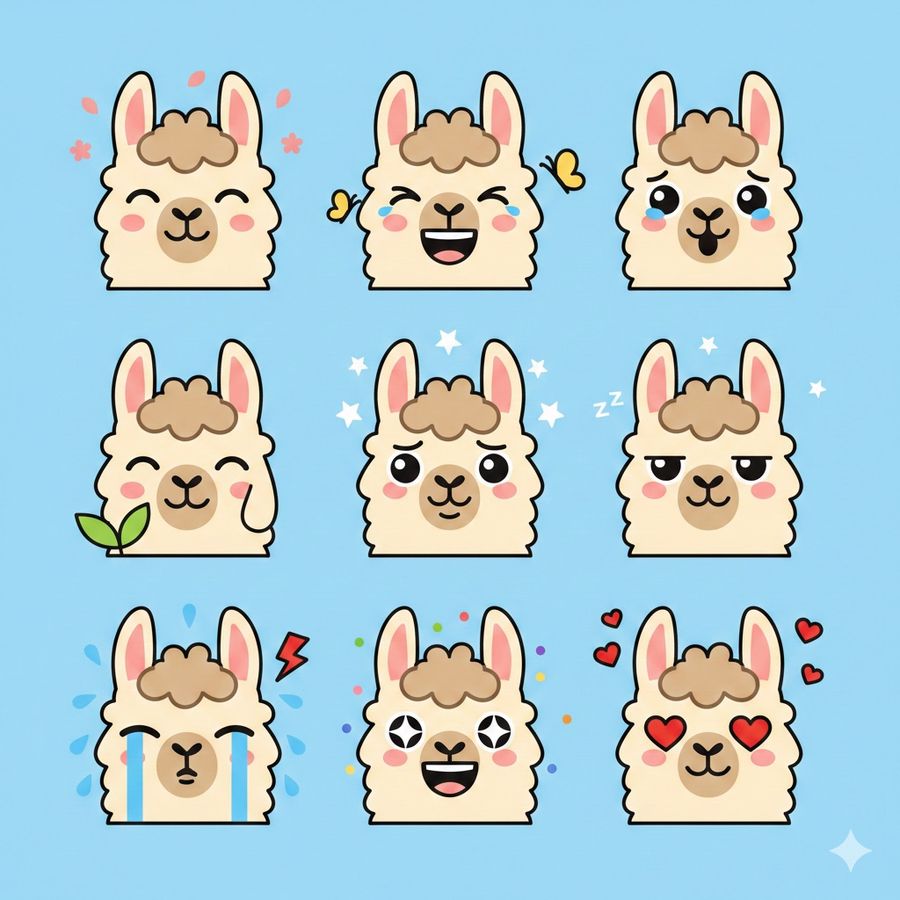 Flat Vector Llama Emoji Prompt — Nano Banana Pro image prompt example