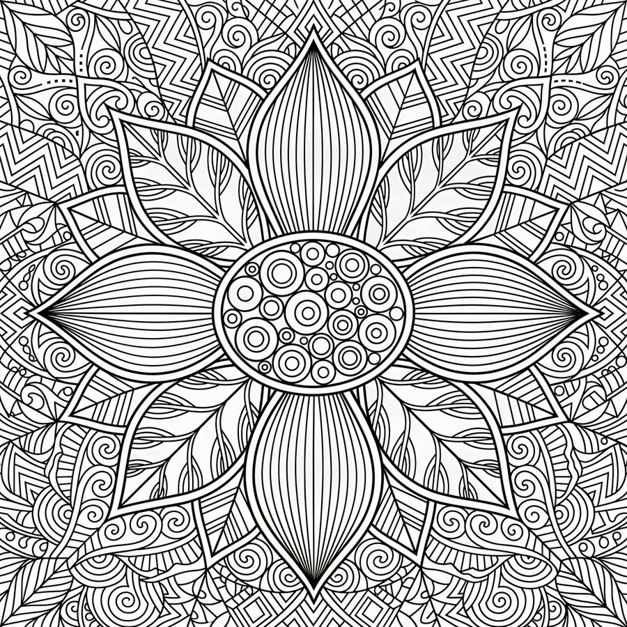 Flower Mandala Coloring Page — Nano Banana Pro image prompt example