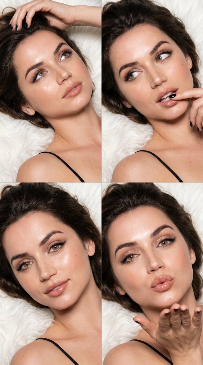 Four Moods Beauty Portrait Collage — Nano Banana Pro image prompt example