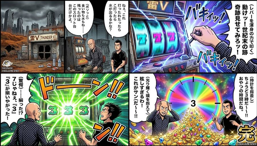 Four Panel Manga Viking Thunder V Centurys End Version — Nano Banana Pro image prompt example