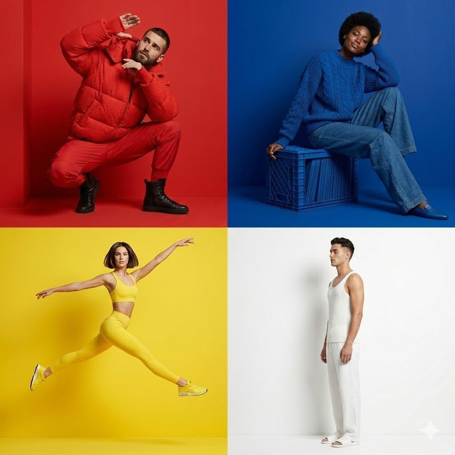 Four Panel Primary Color Grid Composition — Nano Banana Pro image prompt example