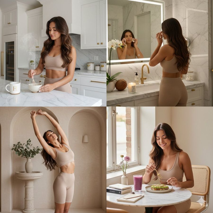 Four Scene Luxury Wellness Lifestyle Vignettes — Nano Banana Pro image prompt example