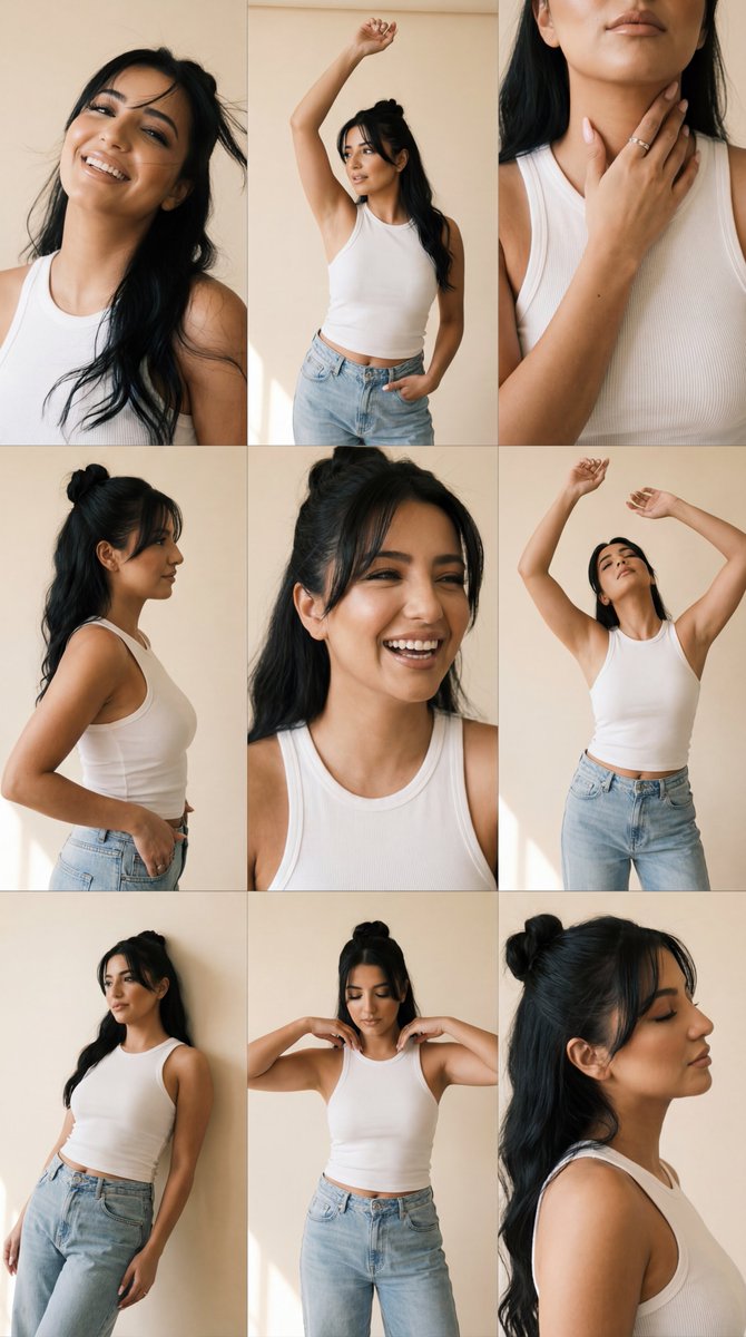 Fujifilm Editorial Portrait Grid With Strict Identity Lock — Nano Banana Pro image prompt example