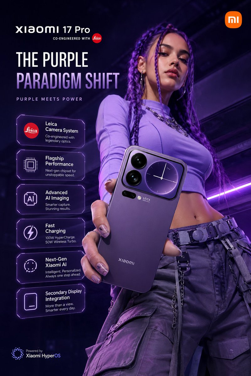 Futuristic Xiaomi Smartphone Ad — Nano Banana Pro image prompt example