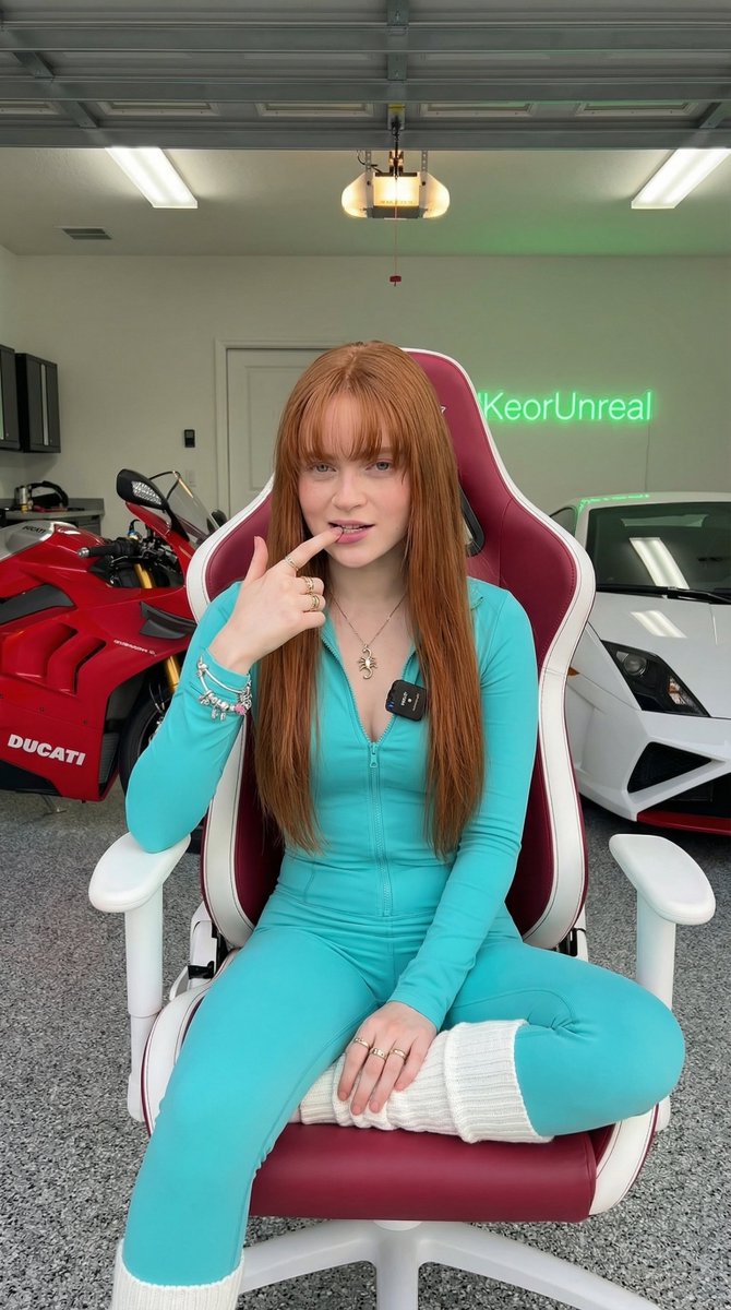 Gamer Girl In Garage With Sports Cars — Nano Banana Pro image prompt example
