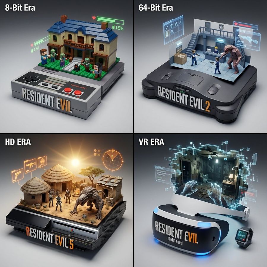 Gaming History Console Architecture Grid Template — Nano Banana Pro image prompt example