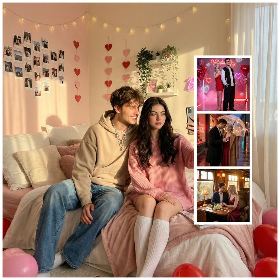 Gen Z Valentines Day Bedroom Scene Prompt — Nano Banana Pro image prompt example