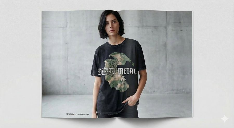 Generate A Pangea T Shirt Ad In Fashion Magazine Style — Nano Banana Pro image prompt example