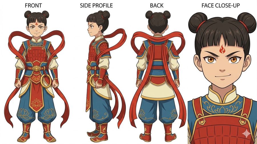 Ghibli Nezha Character Turnaround — Nano Banana Pro image prompt example