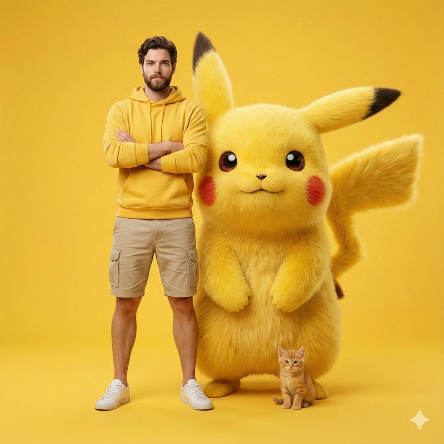 Giant Pikachu Studio Portrait Identity Lock Prompt — Nano Banana Pro image prompt example