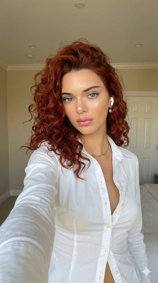 Glamorous Auburn Haired Selfie Portrait Prompt — Nano Banana Pro image prompt example