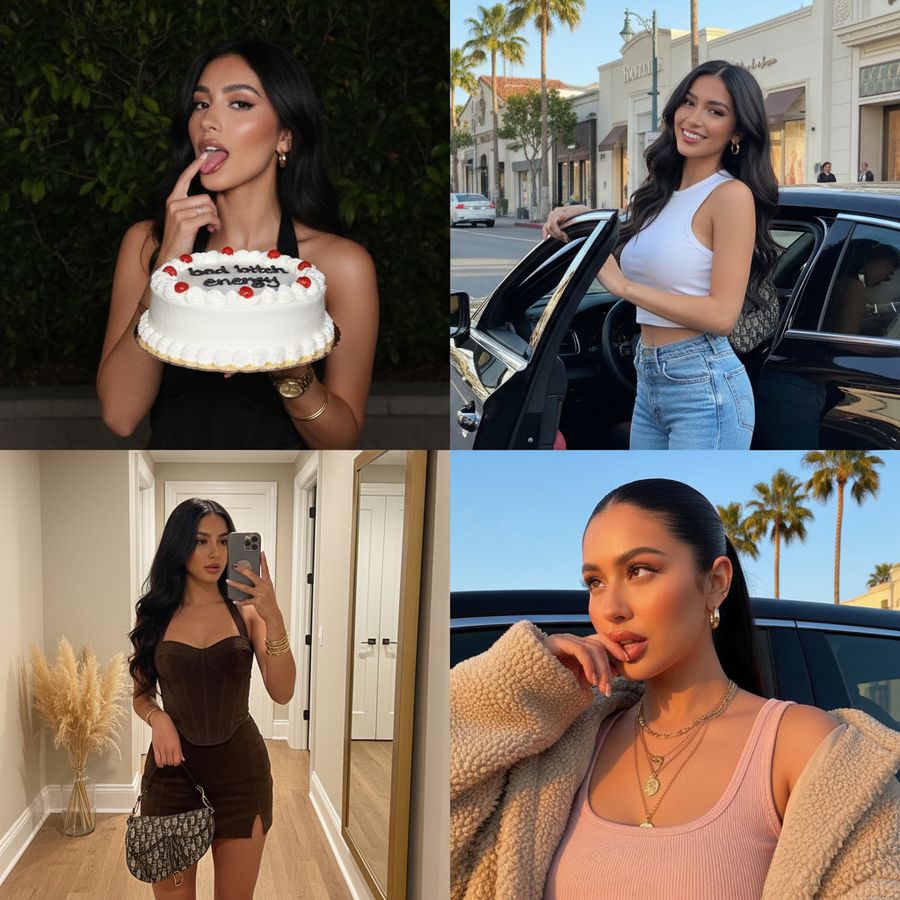 Glamorous Influencer Birthday Collage 2x2 Grid — Nano Banana Pro image prompt example