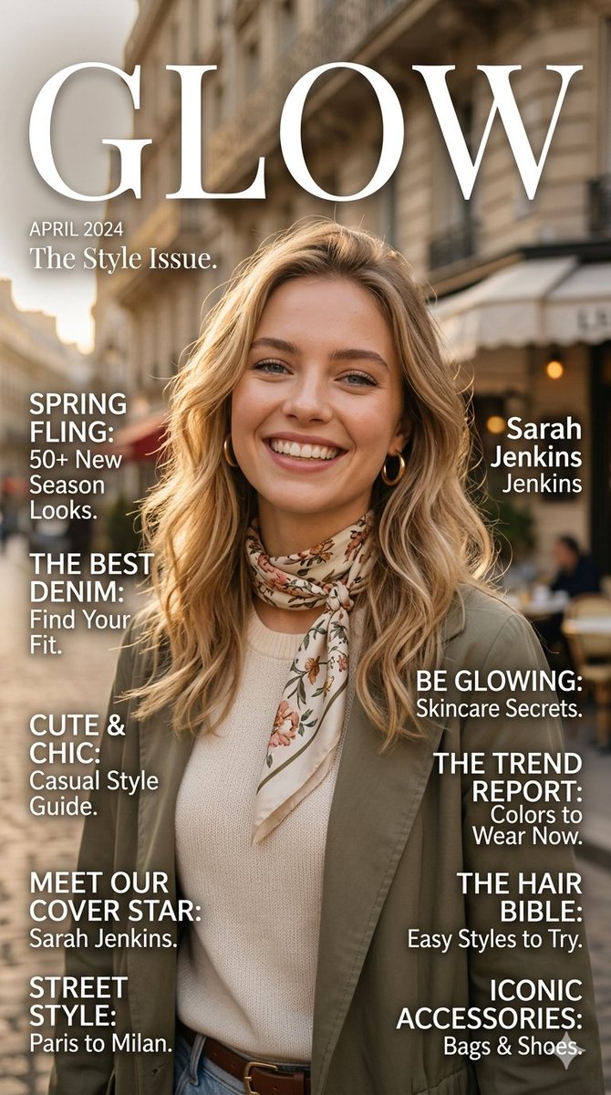 Glow Fashion Magazine Cover Prompt — Nano Banana Pro image prompt example