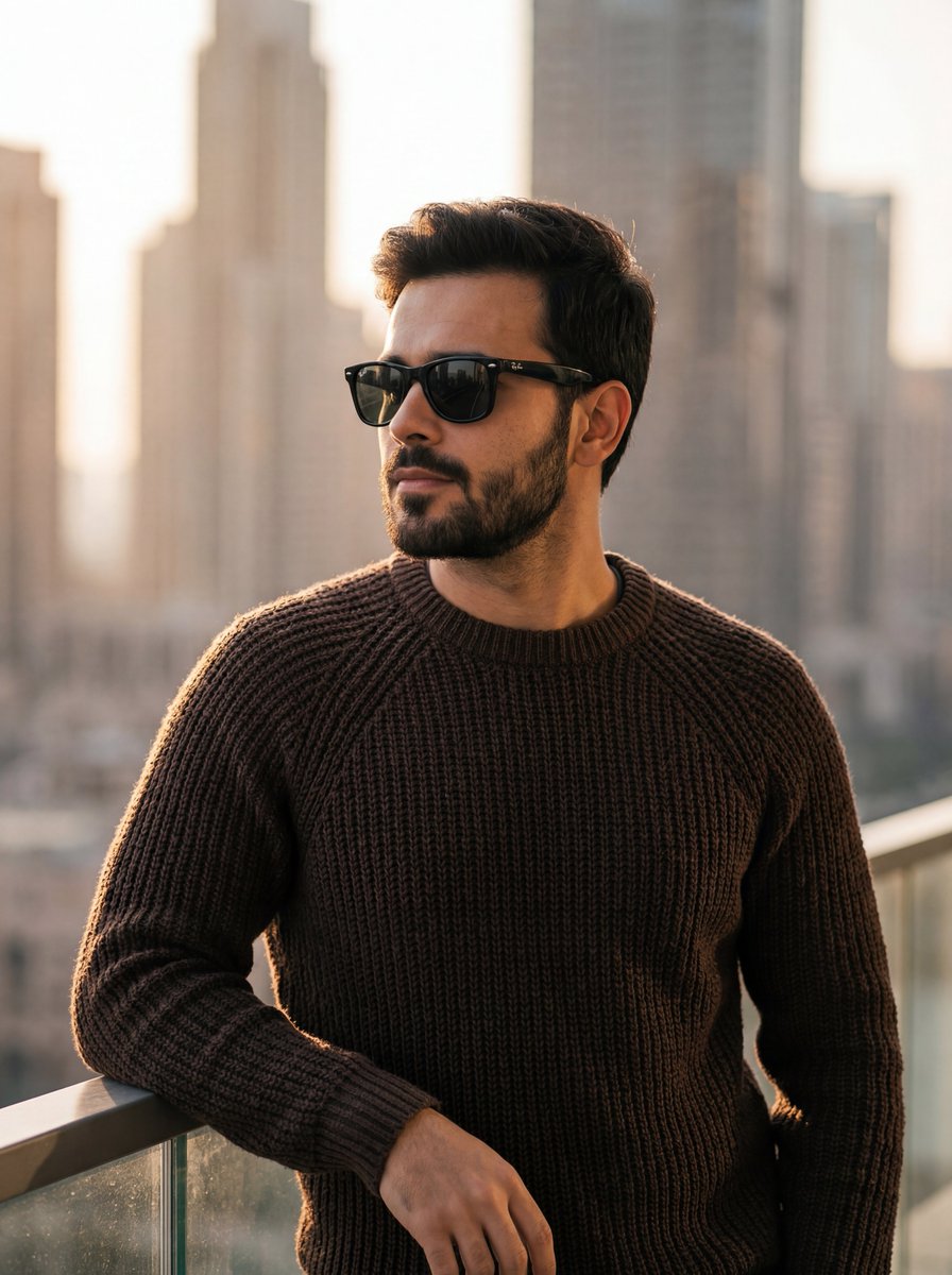 Golden Hour Portrait Of Stylish Man On Balcony — Nano Banana Pro image prompt example