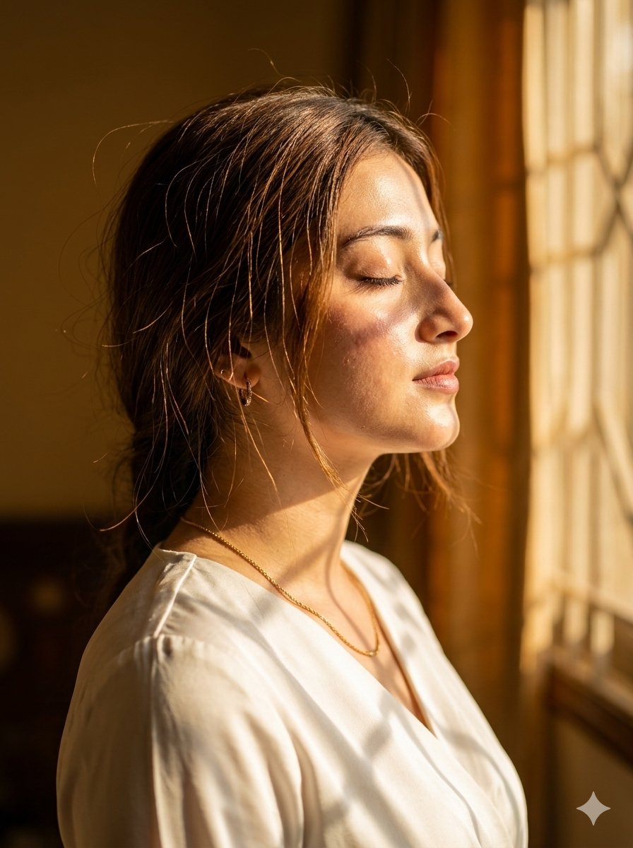 Golden Sunlight Side Profile Portrait — Nano Banana Pro image prompt example