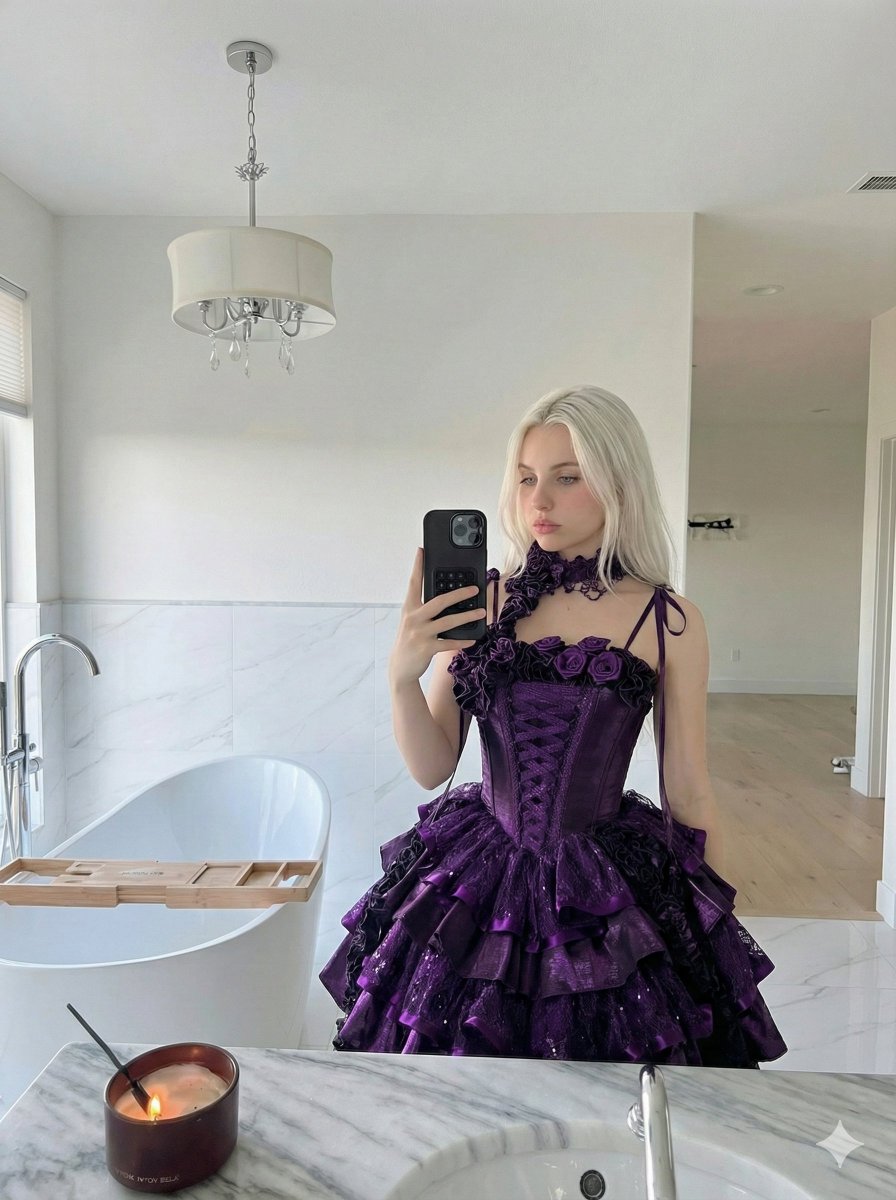 Gothic Lolita Mirror Selfie Prompt — Nano Banana Pro image prompt example