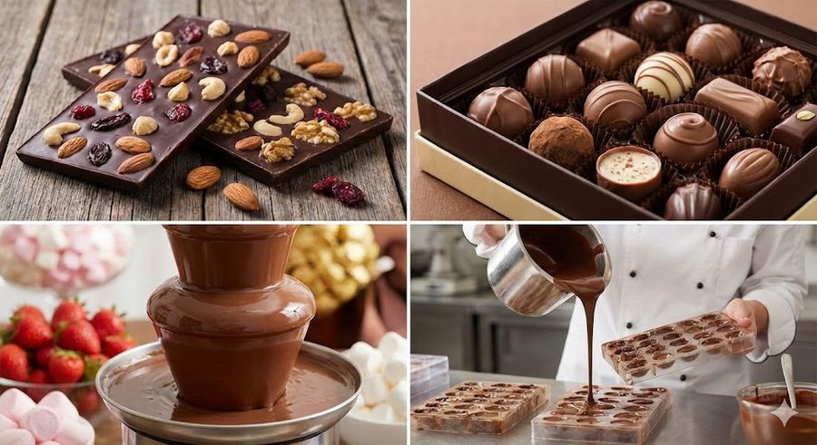 Gourmet Chocolate Collection 2x2 Grid — Nano Banana Pro image prompt example