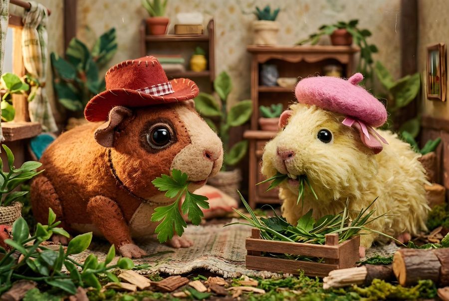Guinea Pigs With Fashion Accessories — Nano Banana Pro image prompt example