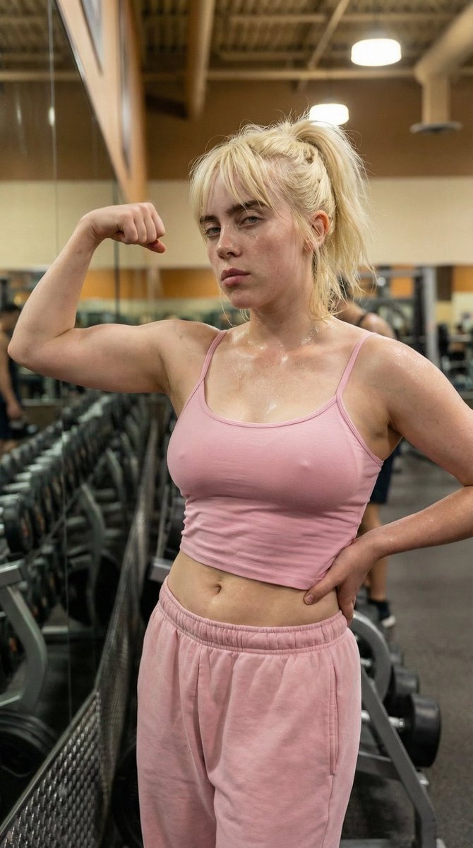 Gym Selfie Flexing Bicep — Nano Banana Pro image prompt example