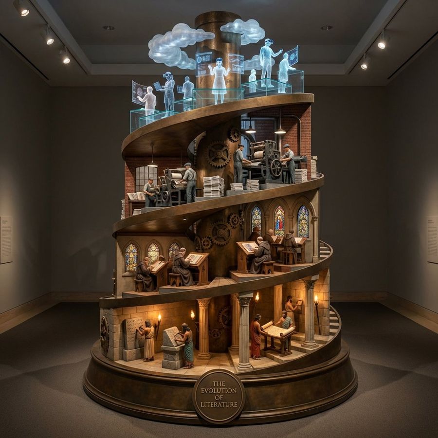 Helical Tower Sculpture Prompt For Visualizing Historical Evolution — Nano Banana Pro image prompt example