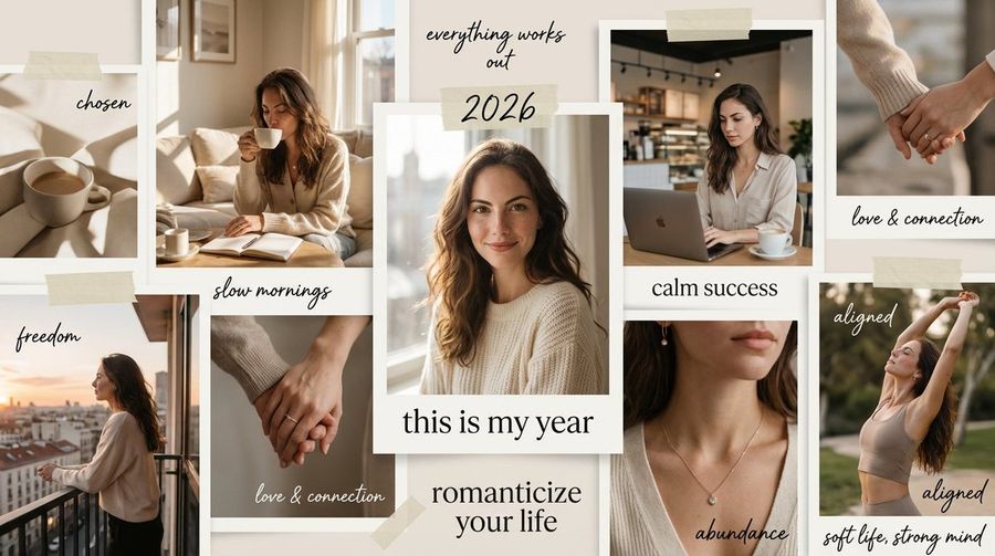 High Aesthetic 2026 Vision Board Collage — Nano Banana Pro image prompt example