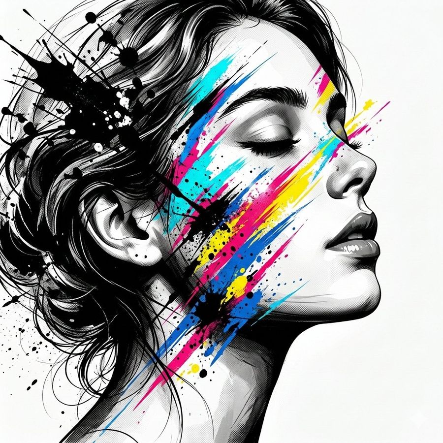 High Contrast Abstract Mixed Media Portrait Prompt — generated with Nano Banana Pro