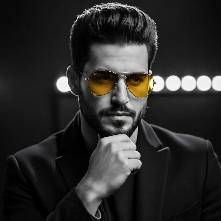 High Contrast Cinematic Portrait Of A Stylish Man — Nano Banana Pro image prompt example