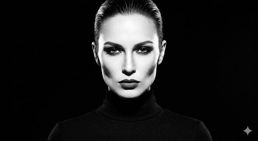 High Contrast Fashion Studio Portrait — Nano Banana Pro image prompt example