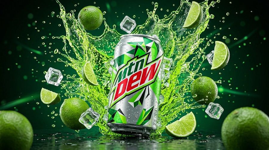 High Contrast Mountain Dew Can Product Shot — generated with Nano Banana Pro