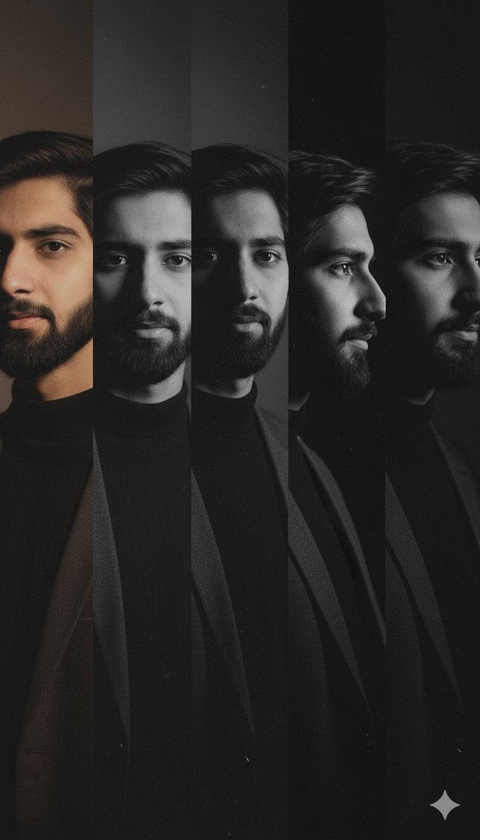High Contrast Noir Portrait Collage With Color Shifts — Nano Banana Pro image prompt example