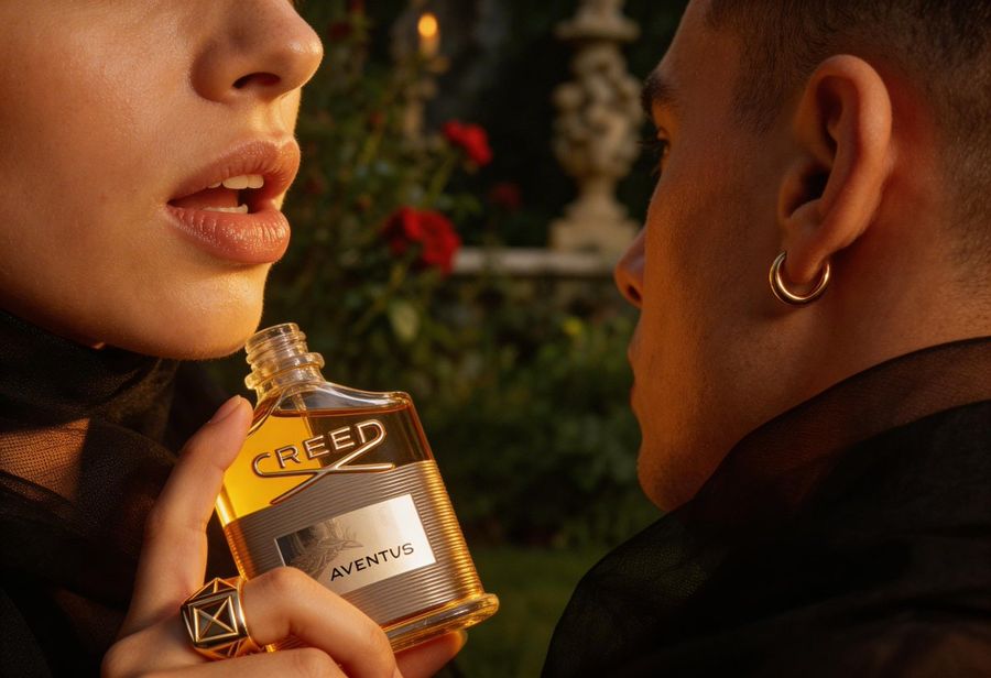 High End Fashion Editorial Close Up Creed Aventus — Nano Banana Pro image prompt example