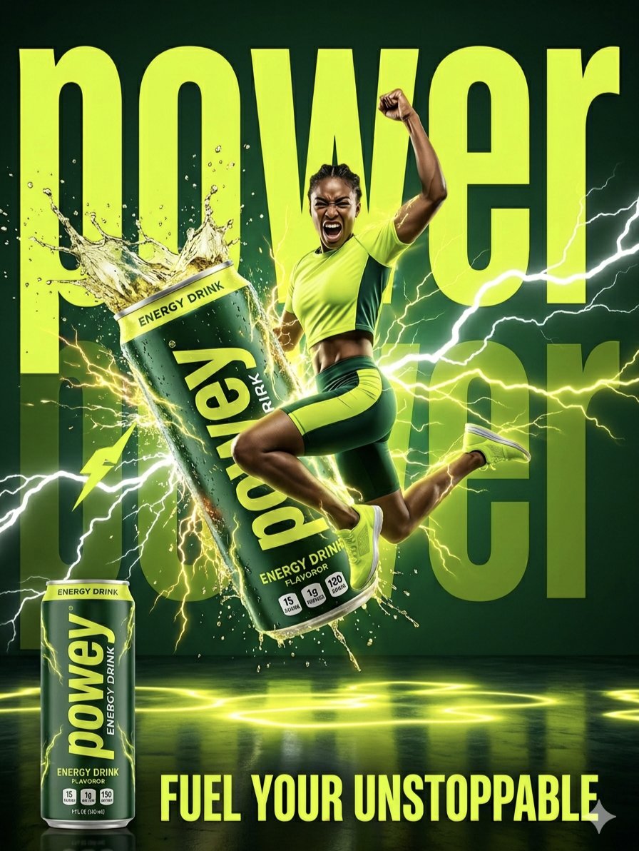 High Energy Energy Drink Advertisement — Nano Banana Pro image prompt example