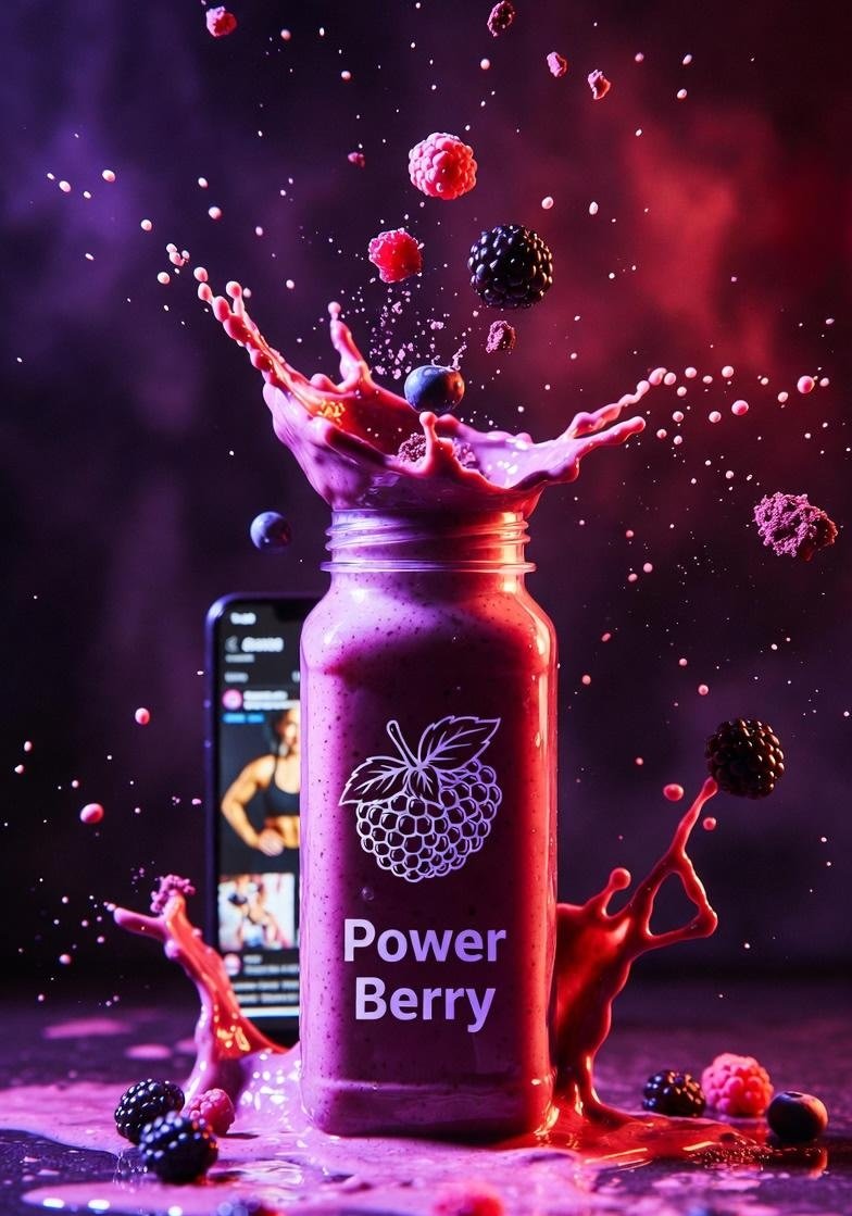 High Energy Smoothie Product Shot — Nano Banana Pro image prompt example