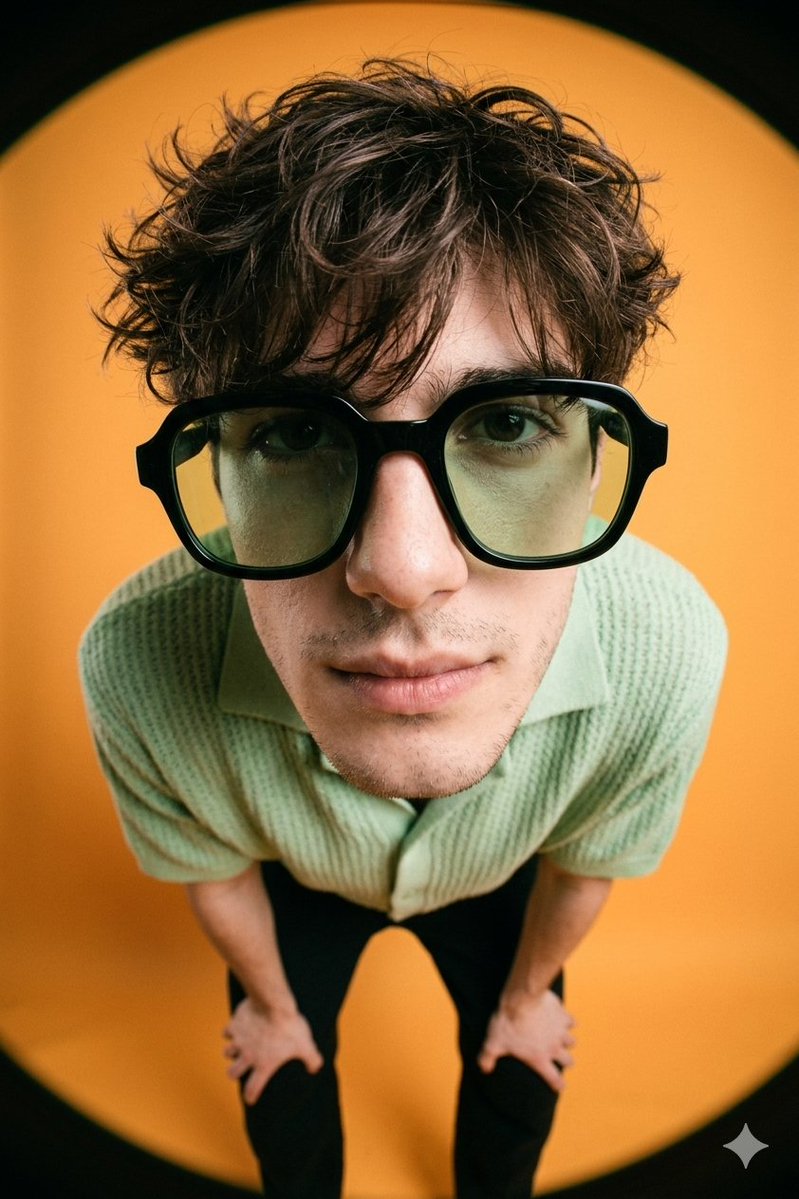 High Fashion Editorial Image With Exaggerated Fisheye Distortion — Nano Banana Pro image prompt example