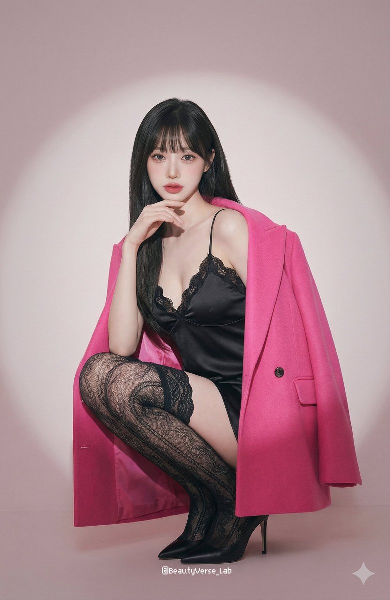 High Fashion Editorial Portrait With Pink Coat — Nano Banana Pro image prompt example