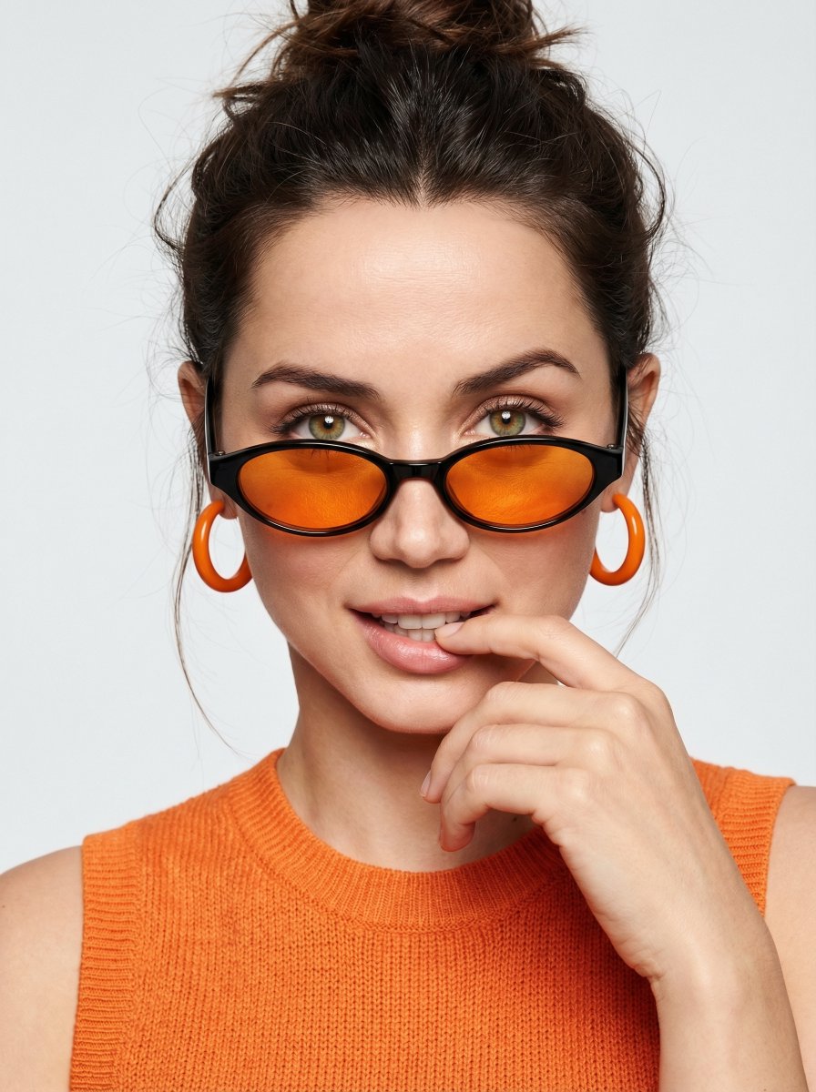 High Fashion Editorial Portrait With Vivid Orange Accents — Nano Banana Pro image prompt example