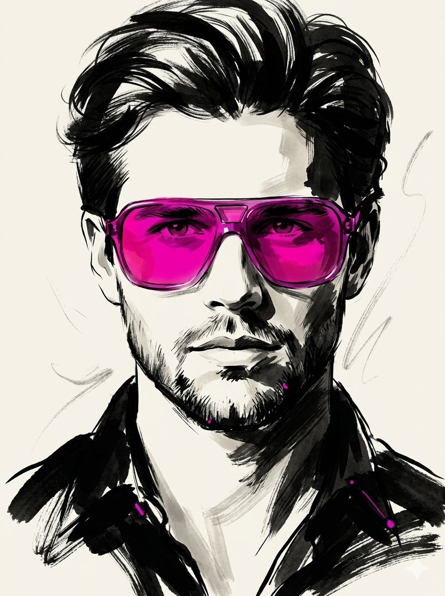 High Fashion Ink Illustration Portrait — Nano Banana Pro image prompt example