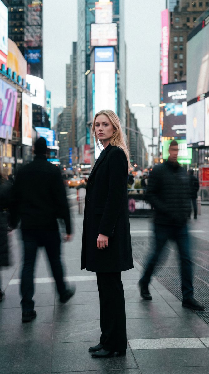 High Fashion Magazine Pictorial In Times Square — Nano Banana Pro image prompt example