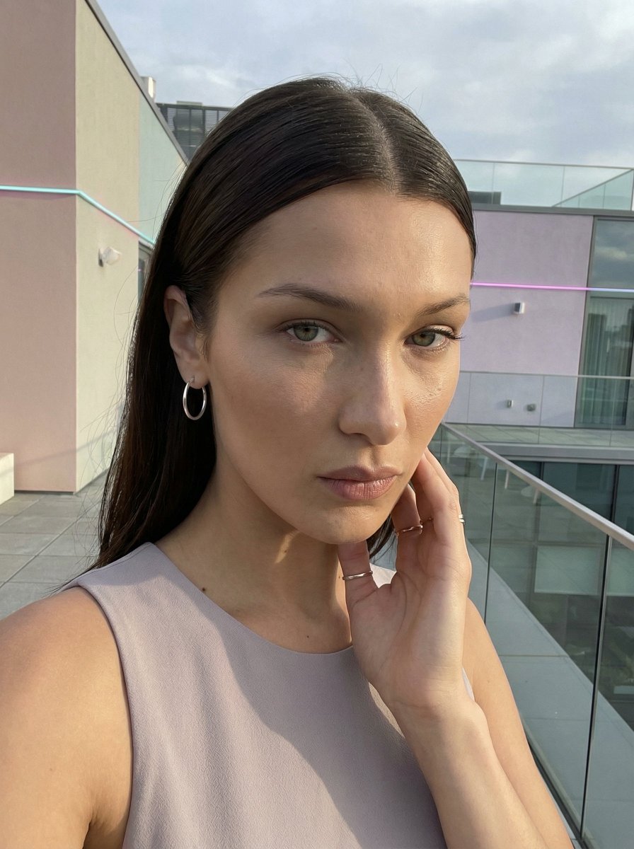High Fashion Selfie Portrait On A Modern City Rooftop — Nano Banana Pro image prompt example