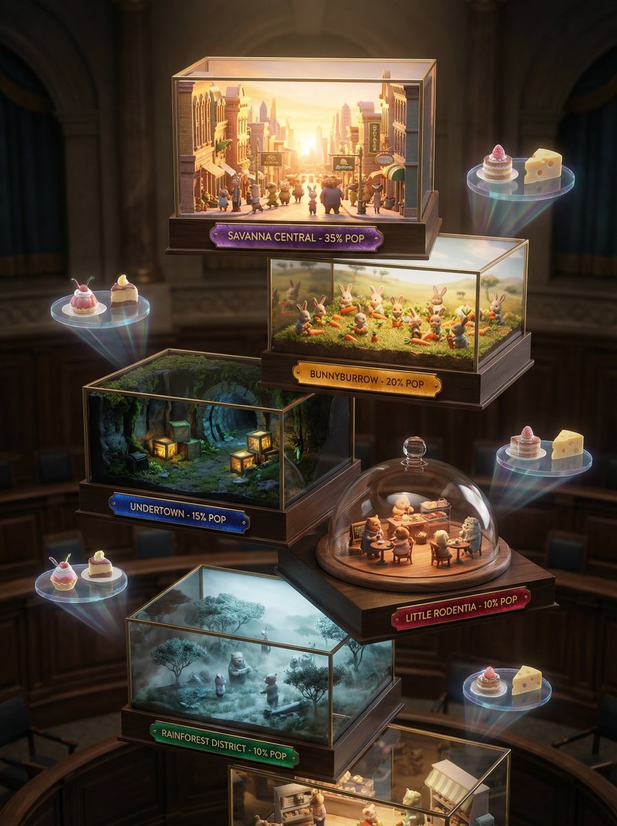 High Fashion Zootopia Miniature Visualization — Nano Banana Pro image prompt example