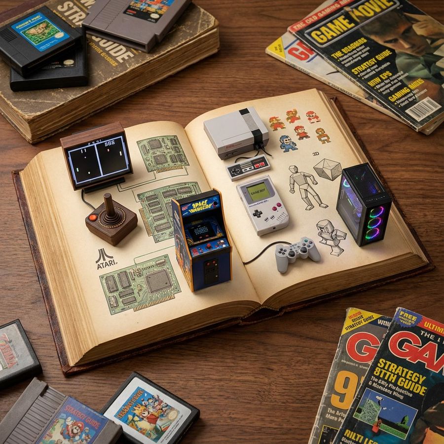 History Of Gaming Diorama Book Template Prompt — Nano Banana Pro image prompt example