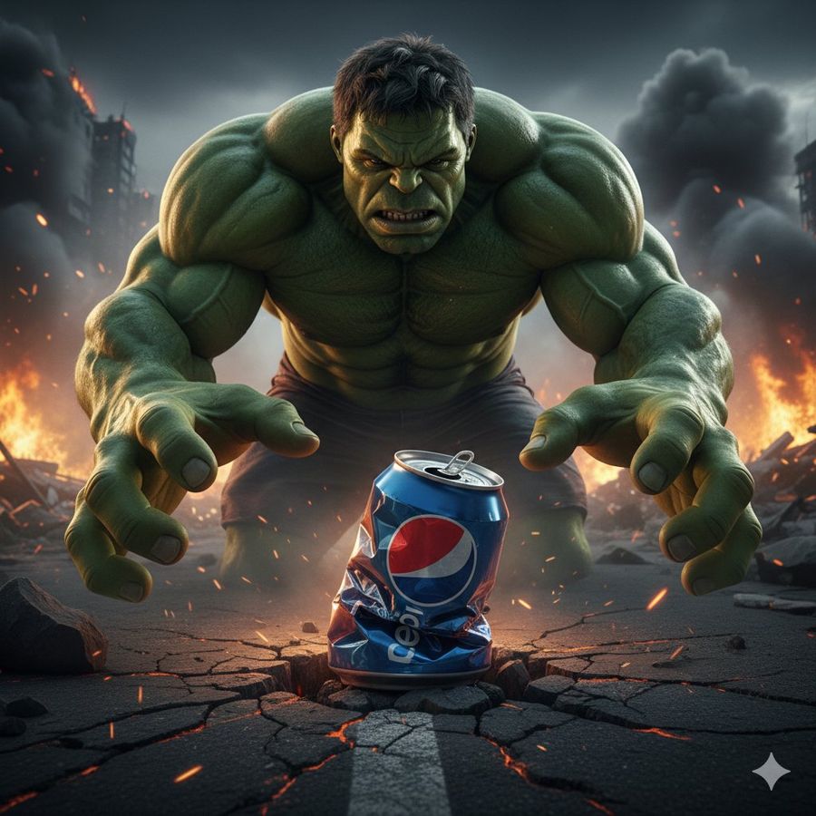 Hulk Crushing Pepsi Can Cinematic Prompt — Nano Banana Pro image prompt example
