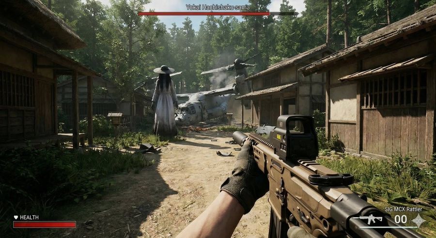 Human Vs  Yokai Haxtusyaku Sama In Fps Game Style — Nano Banana Pro image prompt example