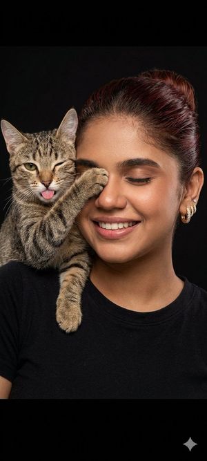 Humorous Cat And Human Studio Portrait — Nano Banana Pro image prompt example