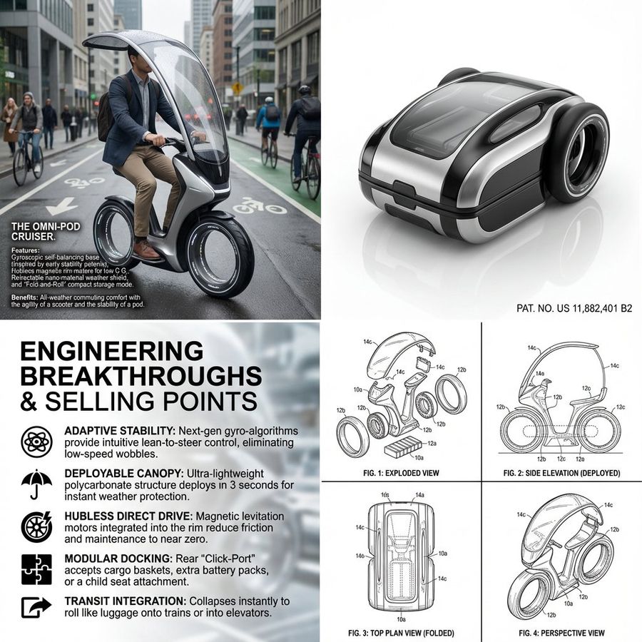 Hybrid Transportation Device Design And Patent Generation — Nano Banana Pro image prompt example