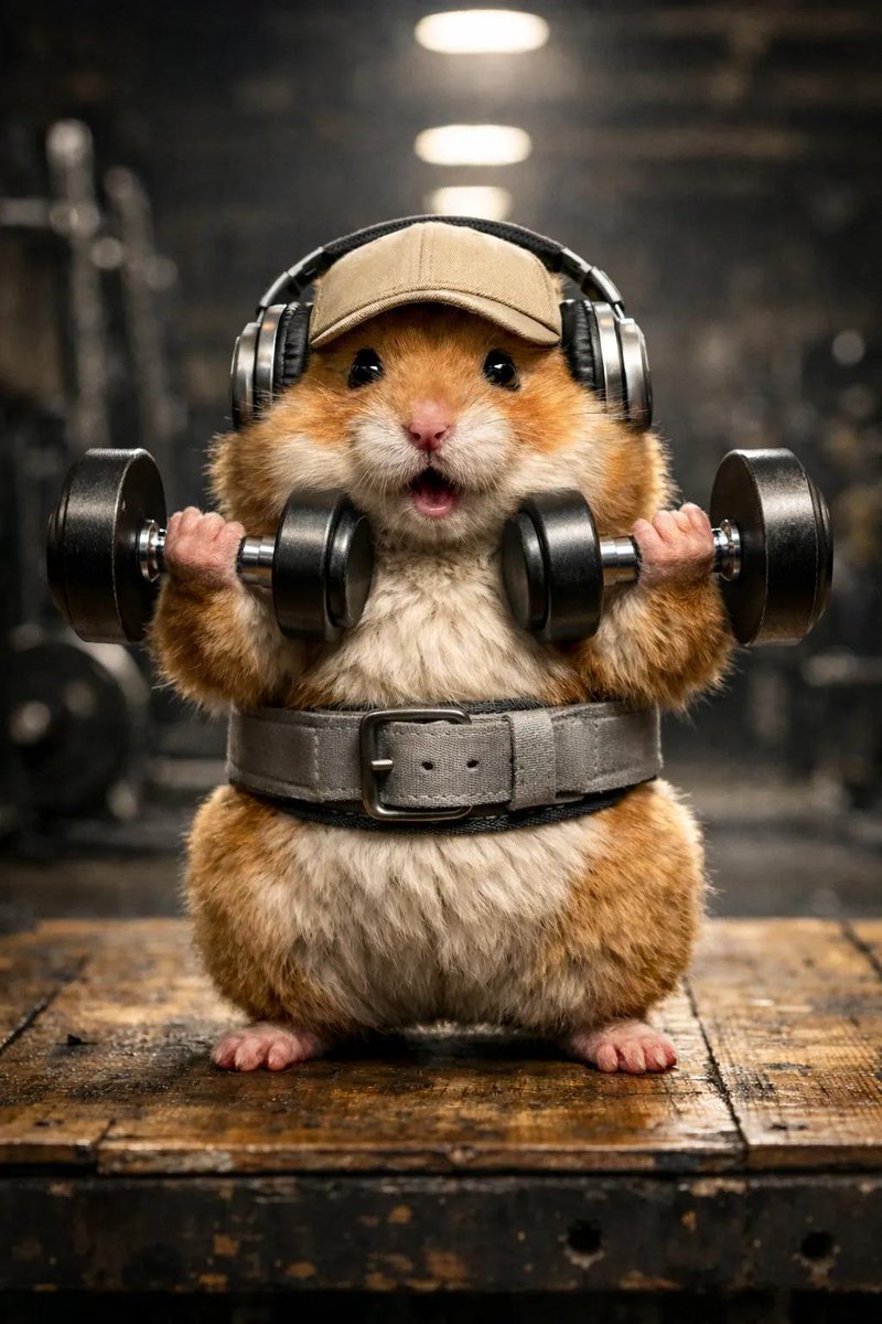 Hyper Detailed Hamster Weightlifting Cinematic Scene — Nano Banana Pro image prompt example